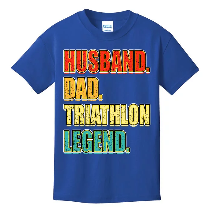 Vintage Triathlon Husband Dad Triathlete Legend FatherS Day Gift Kids T-Shirt