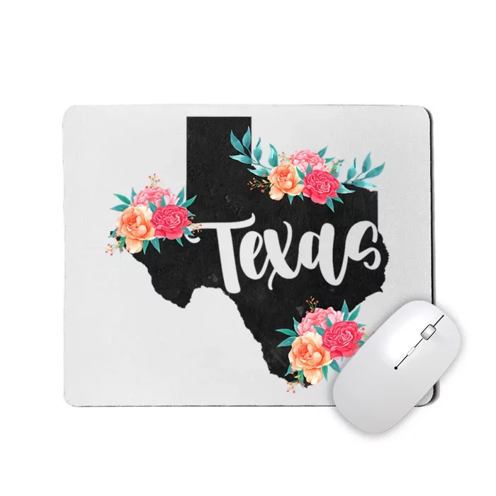 Vintage Texas Home State Map Pride Flowers Retro Rodeo Mousepad