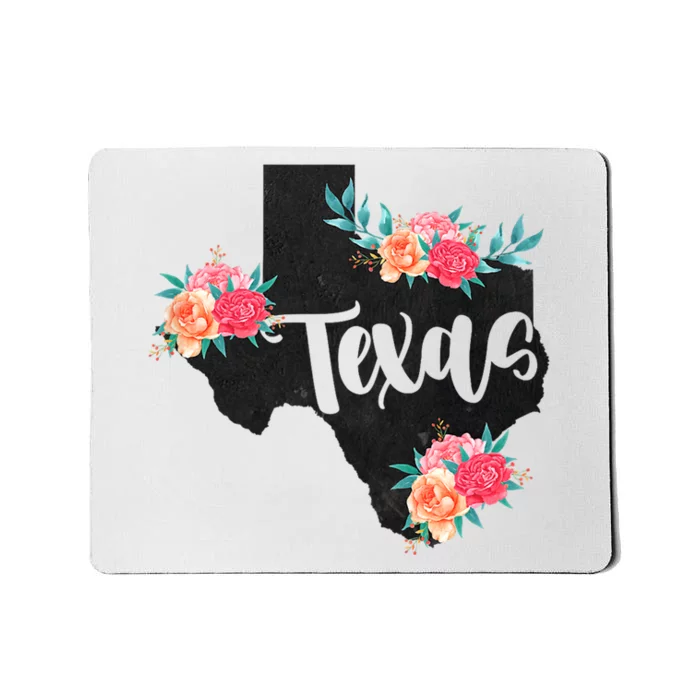 Vintage Texas Home State Map Pride Flowers Retro Rodeo Mousepad