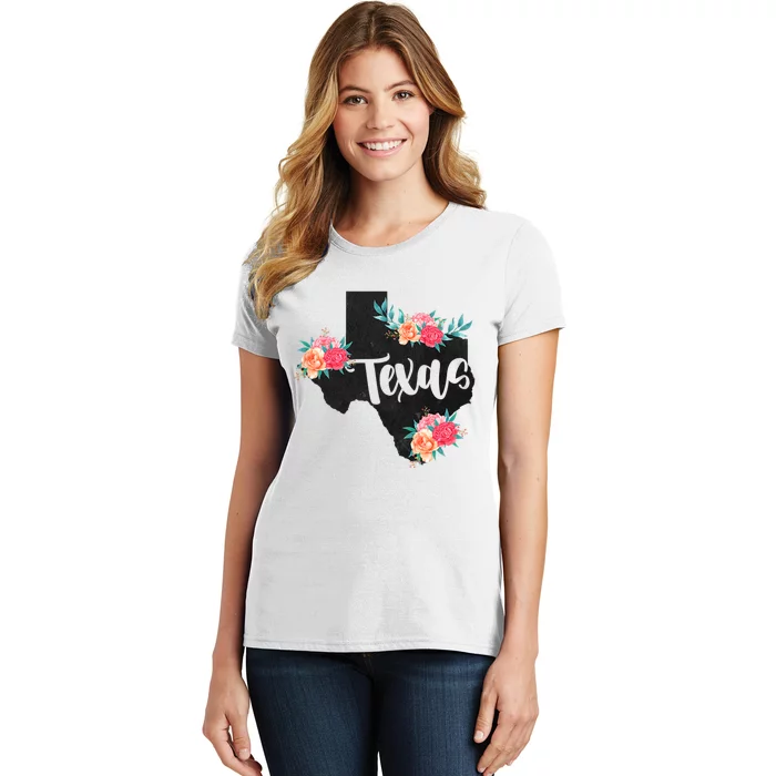 Vintage Texas Home State Map Pride Flowers Retro Rodeo Women's T-Shirt