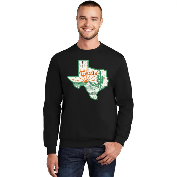 Vintage Texas Home State Map Pride Cactus Texan Retro Rodeo Sweatshirt