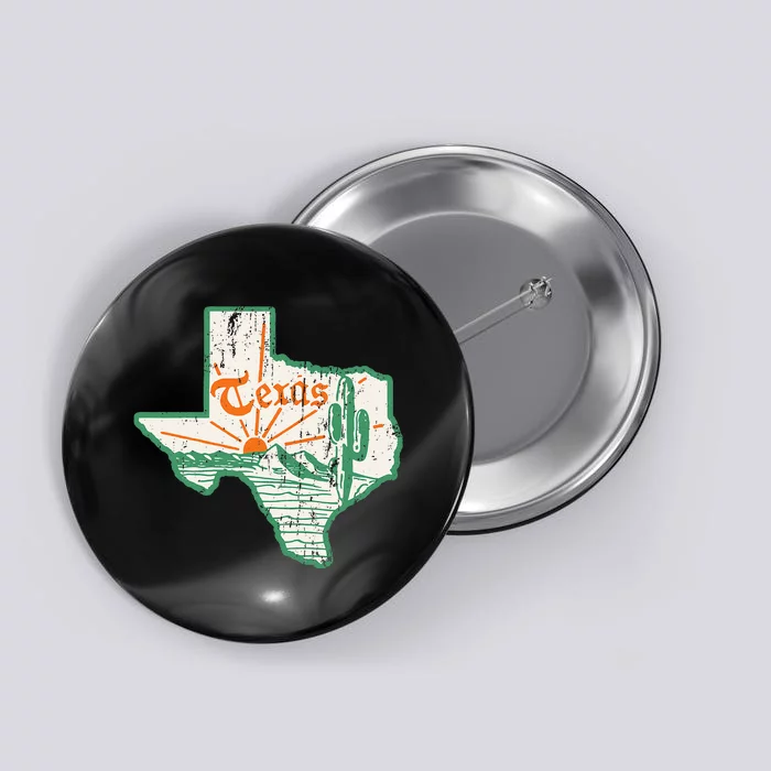 Vintage Texas Home State Map Pride Cactus Texan Retro Rodeo Button