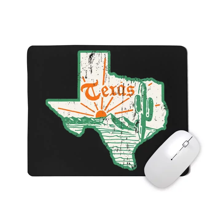 Vintage Texas Home State Map Pride Cactus Texan Retro Rodeo Mousepad