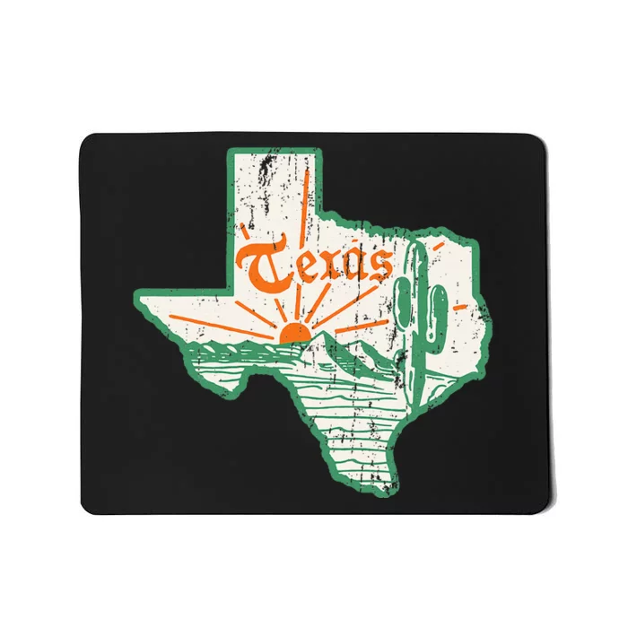 Vintage Texas Home State Map Pride Cactus Texan Retro Rodeo Mousepad