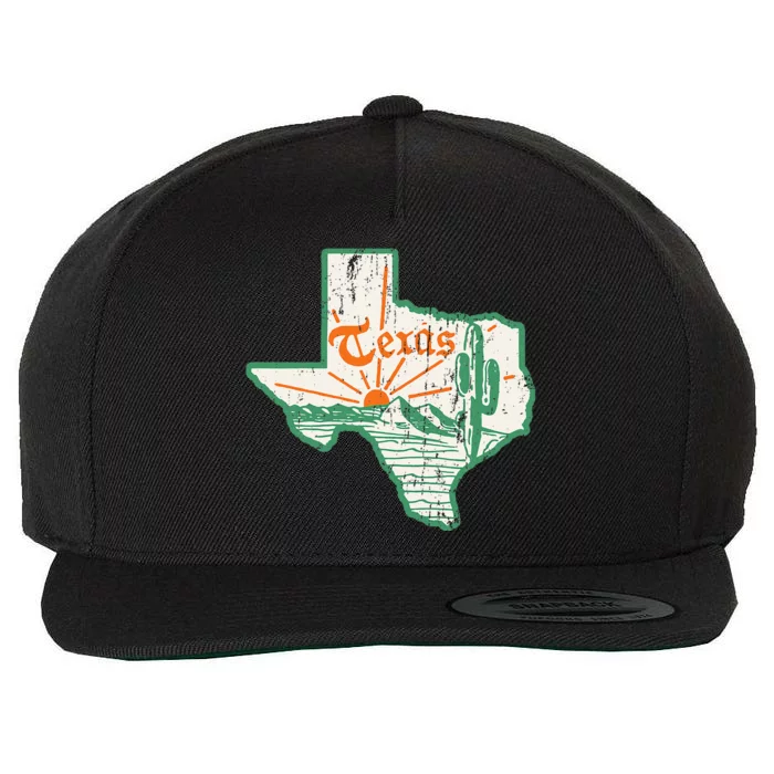 Vintage Texas Home State Map Pride Cactus Texan Retro Rodeo Wool Snapback Cap