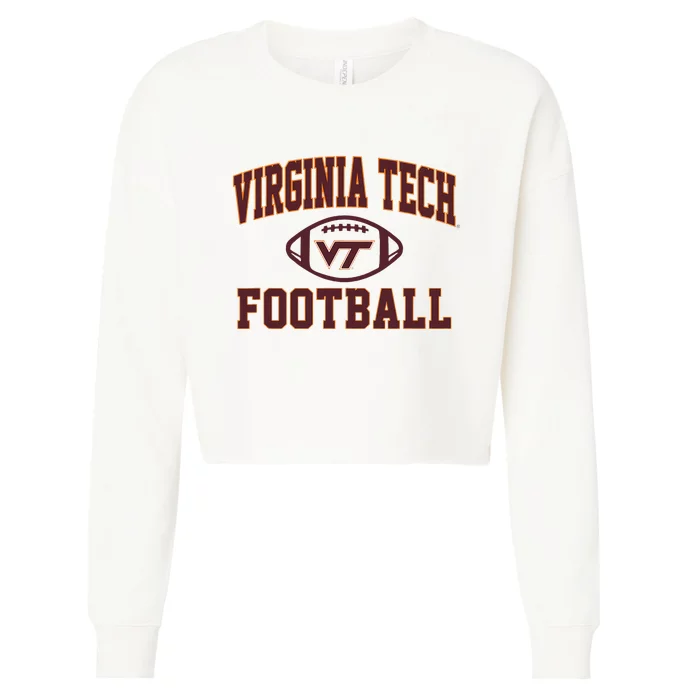 V.I.R.G.I.N.I.A Tech Hokies Arch Football White Cropped Pullover Crew