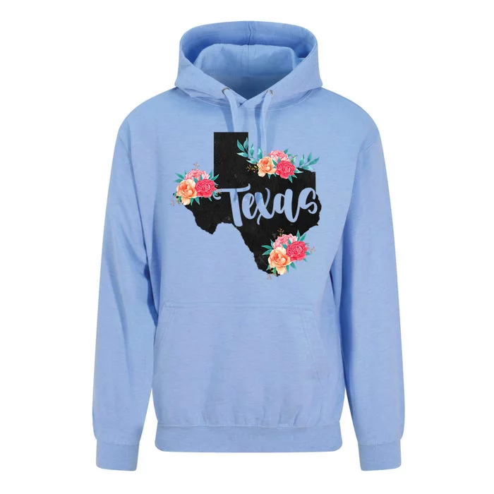 Vintage Texas Home State Map Pride Flowers Retro Rodeo Unisex Surf Hoodie