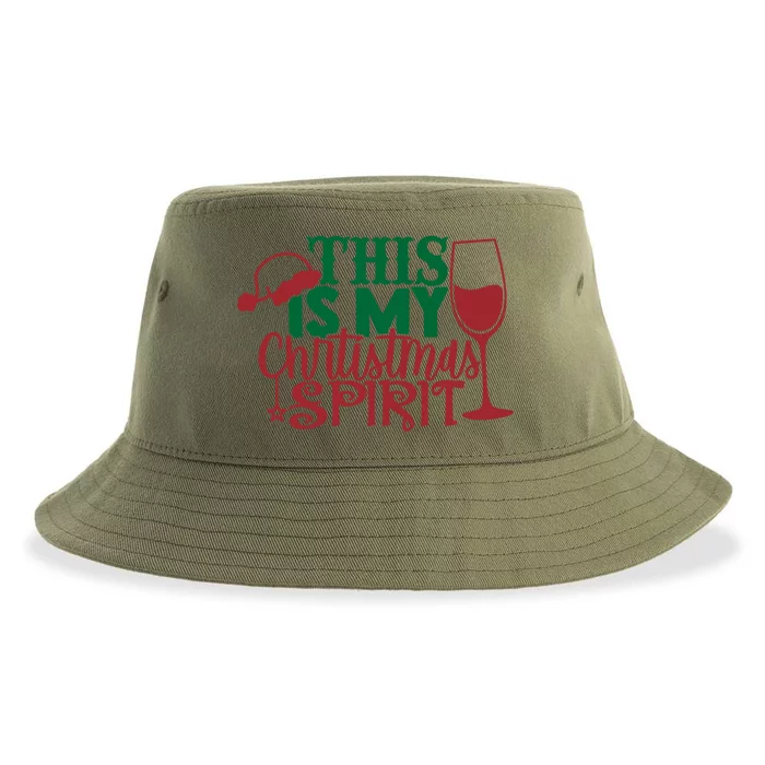 Vintage This Is My Christmas Spirit Graphic Wine Gift Sustainable Bucket Hat