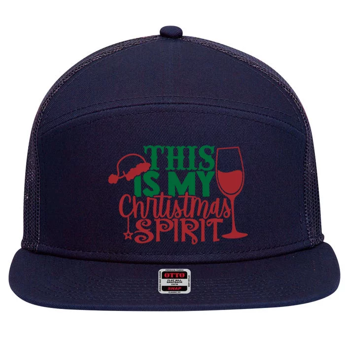 Vintage This Is My Christmas Spirit Graphic Wine Gift 7 Panel Mesh Trucker Snapback Hat