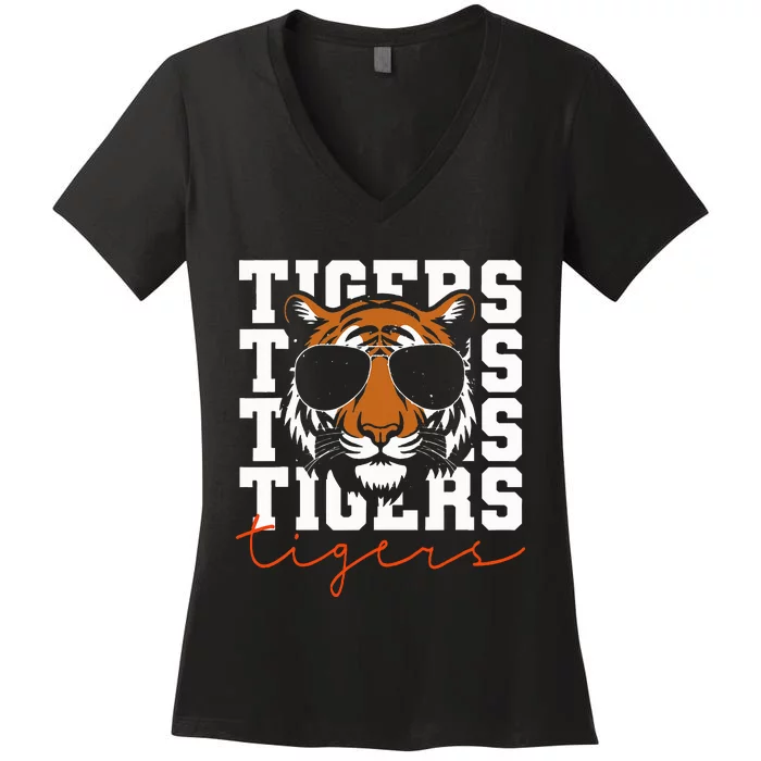 Vintage Tigers Inspirational Athletic Name Women's V-Neck T-Shirt