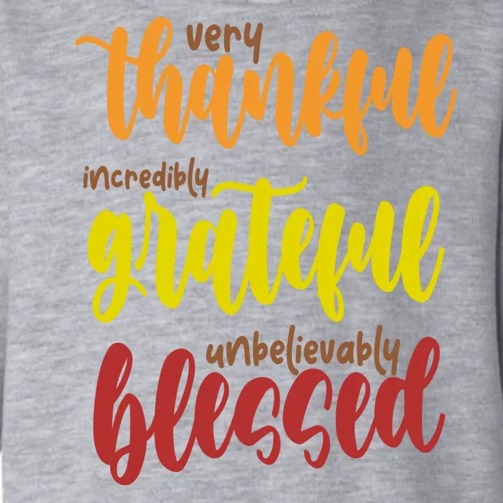 Very Thankful Incredibly Grateful Unbelievably Blessed Toddler Hoodie