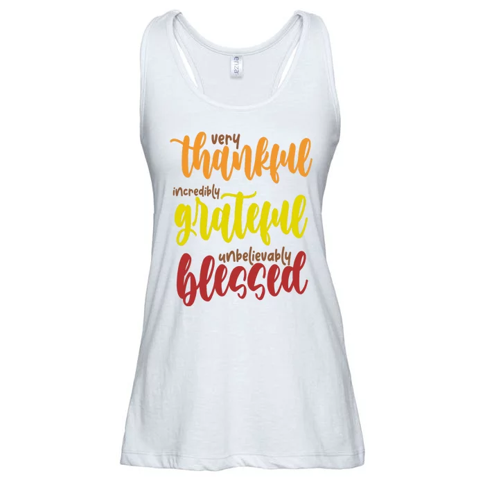 Very Thankful Incredibly Grateful Unbelievably Blessed Ladies Essential Flowy Tank