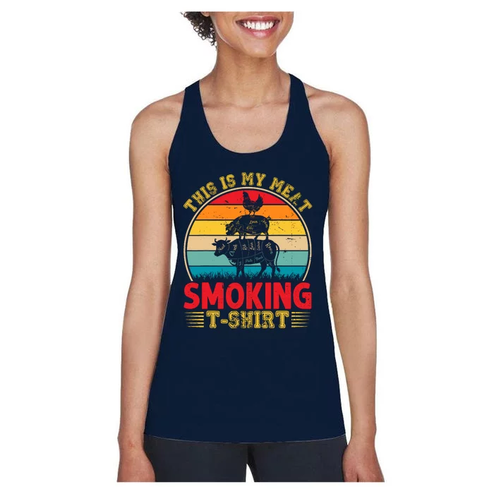 Vintage This Is My Meat Smoking Bbq Smokers Lovers Women's Racerback Tank