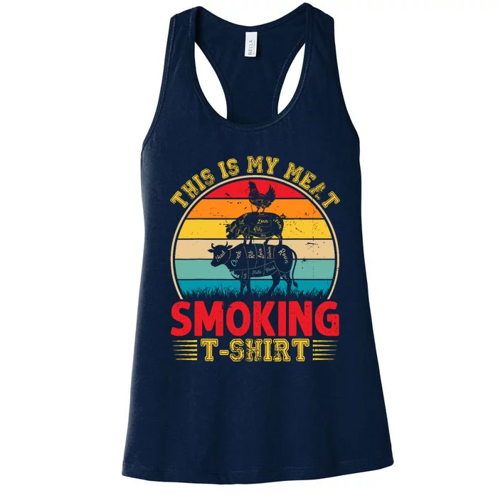 Vintage This Is My Meat Smoking Bbq Smokers Lovers Women's Racerback Tank