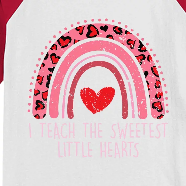 Valentines Teacher I Teach The Sweetest Little Hearts Kids Colorblock Raglan Jersey