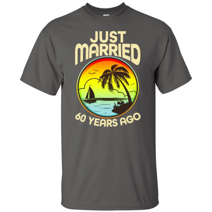 Vintage Tropical Just Married 60 Years Ago Anniversary Tall T-Shirt