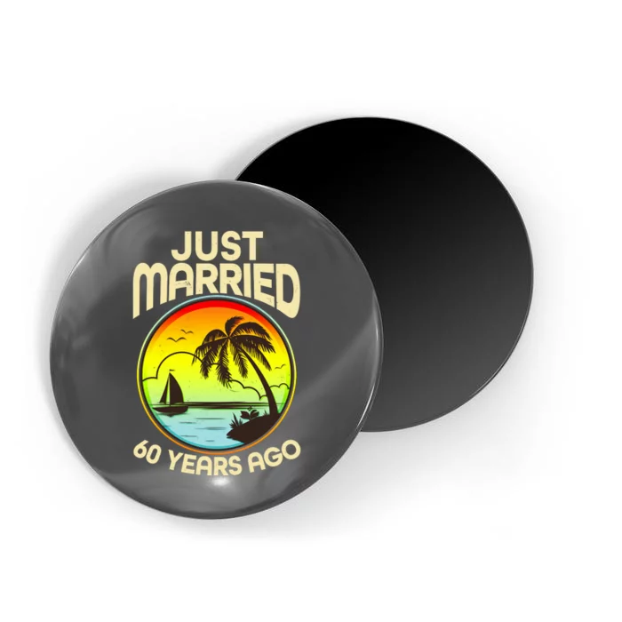 Vintage Tropical Just Married 60 Years Ago Anniversary Magnet