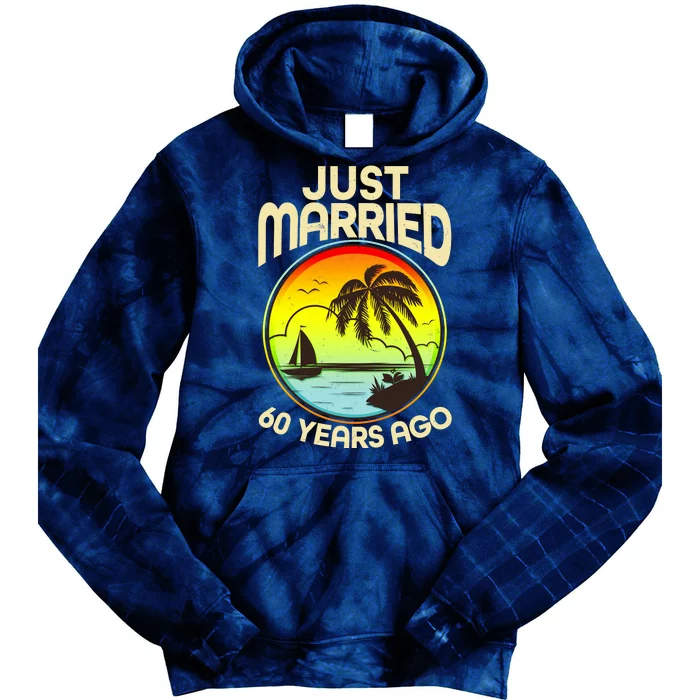 Vintage Tropical Just Married 60 Years Ago Anniversary Tie Dye Hoodie