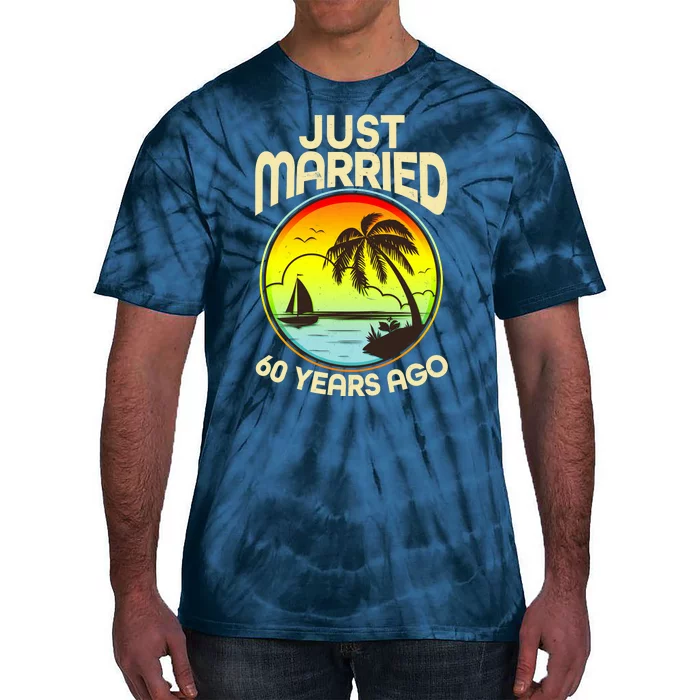 Vintage Tropical Just Married 60 Years Ago Anniversary Tie-Dye T-Shirt