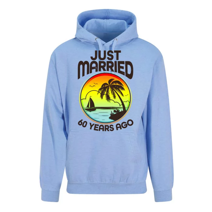 Vintage Tropical Just Married 60 Years Ago Anniversary Unisex Surf Hoodie