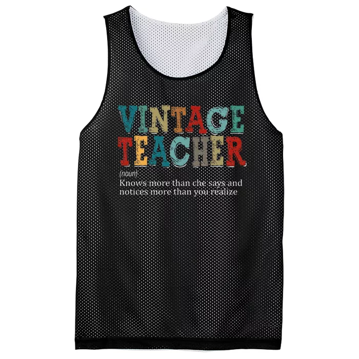 Vintage Teacher Knows More Than She Says Definition Mesh Reversible Basketball Jersey Tank