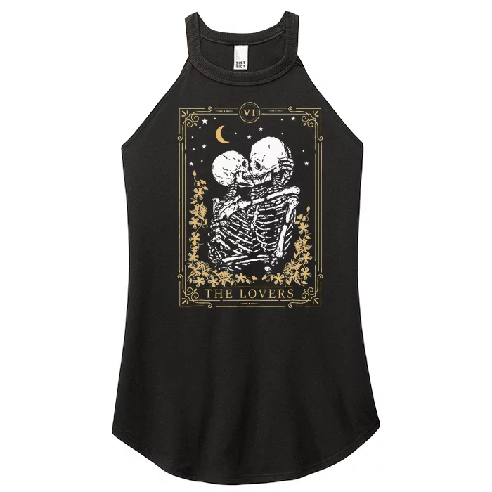 Vintage The Lovers Tarot Card Skeleton Halloween Loves Tarot Women’s Perfect Tri Rocker Tank