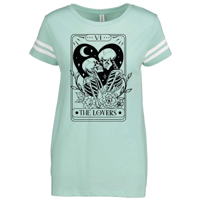 Vintage The Lovers Tarot Card Skeleton Skull Loves Tarot Enza Ladies Jersey Football T-Shirt