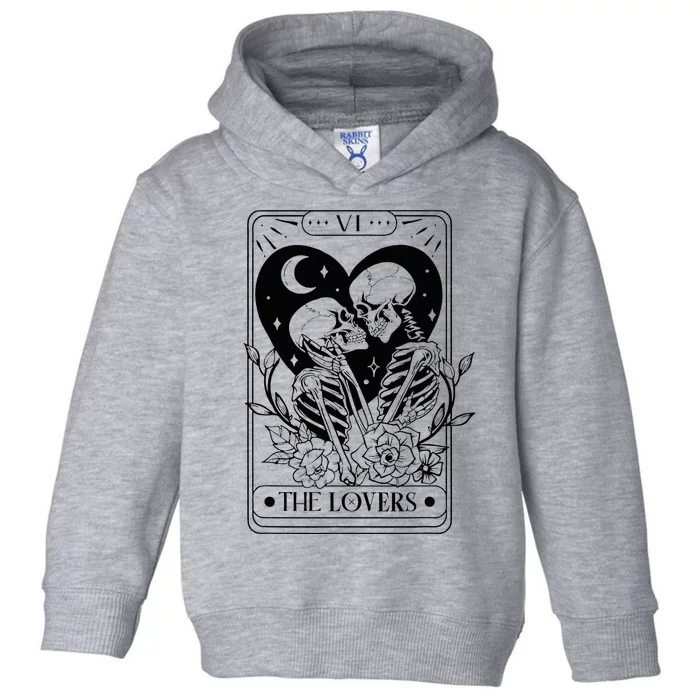 Vintage The Lovers Tarot Card Skeleton Skull Loves Tarot Toddler Hoodie