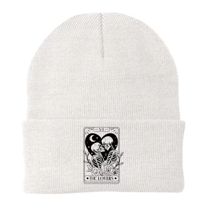 Vintage The Lovers Tarot Card Skeleton Skull Loves Tarot Knit Cap Winter Beanie