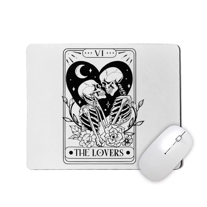 Vintage The Lovers Tarot Card Skeleton Skull Loves Tarot Mousepad