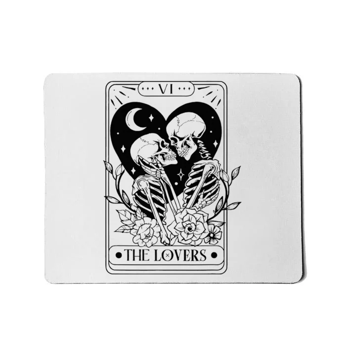 Vintage The Lovers Tarot Card Skeleton Skull Loves Tarot Mousepad