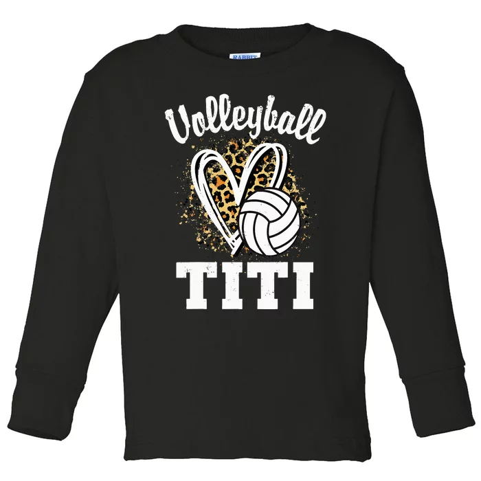 Volleyball Titi Leopard Heart Toddler Long Sleeve Shirt