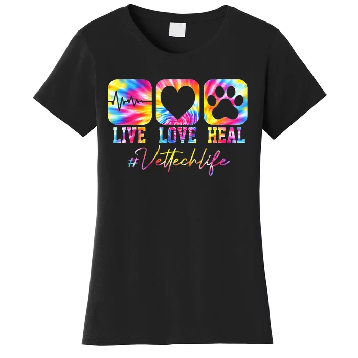 Vet Tech Live Love Heal Veterinary Technician Dog Rescue Women's T-Shirt