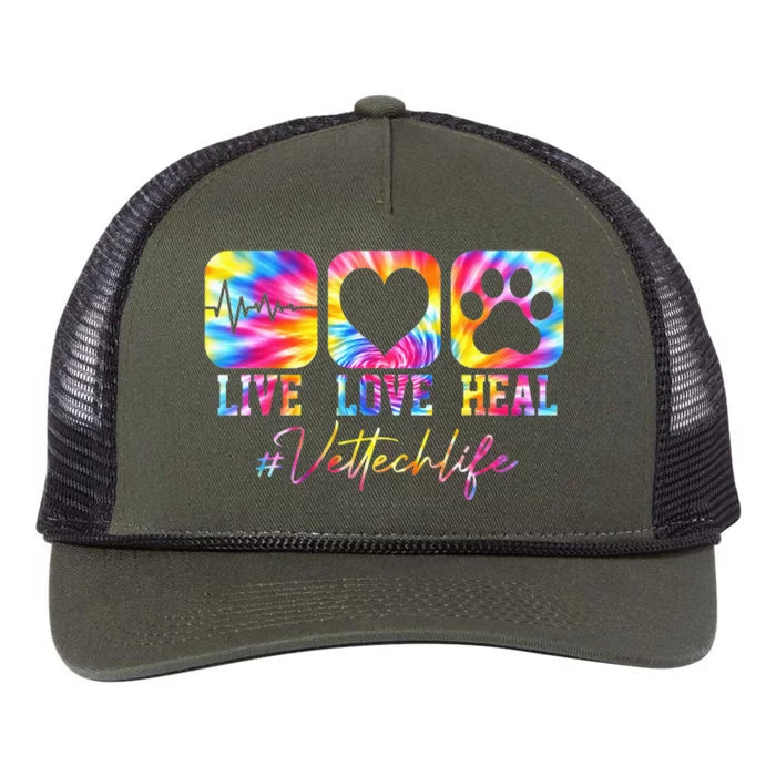 Vet Tech Live Love Heal Veterinary Technician Dog Rescue Retro Rope Trucker Hat Cap