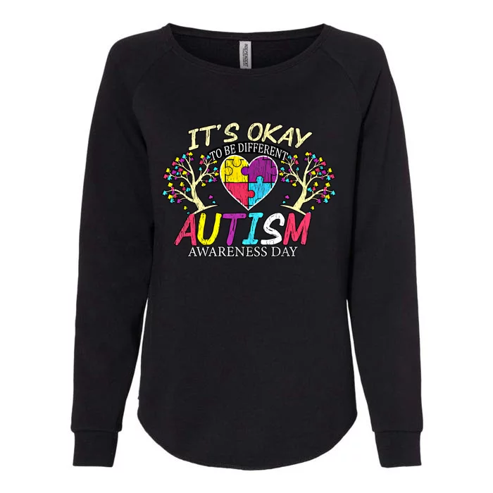 Vintage Tree Life ItS Ok To Be Different Autism Awareness Funny Gift Womens California Wash Sweatshirt