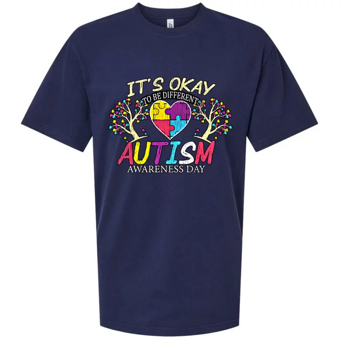 Vintage Tree Life ItS Ok To Be Different Autism Awareness Funny Gift Sueded Cloud Jersey T-Shirt