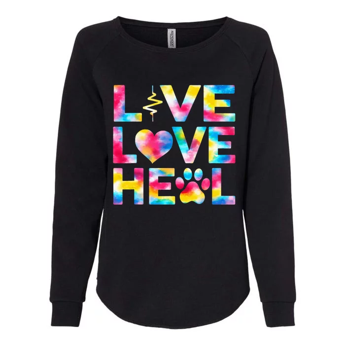 Vet Tech Live Love Heal Veterinary Technician Dog Rescue Womens California Wash Sweatshirt