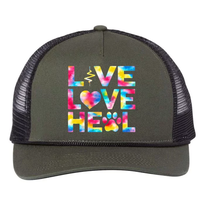 Vet Tech Live Love Heal Veterinary Technician Dog Rescue Retro Rope Trucker Hat Cap