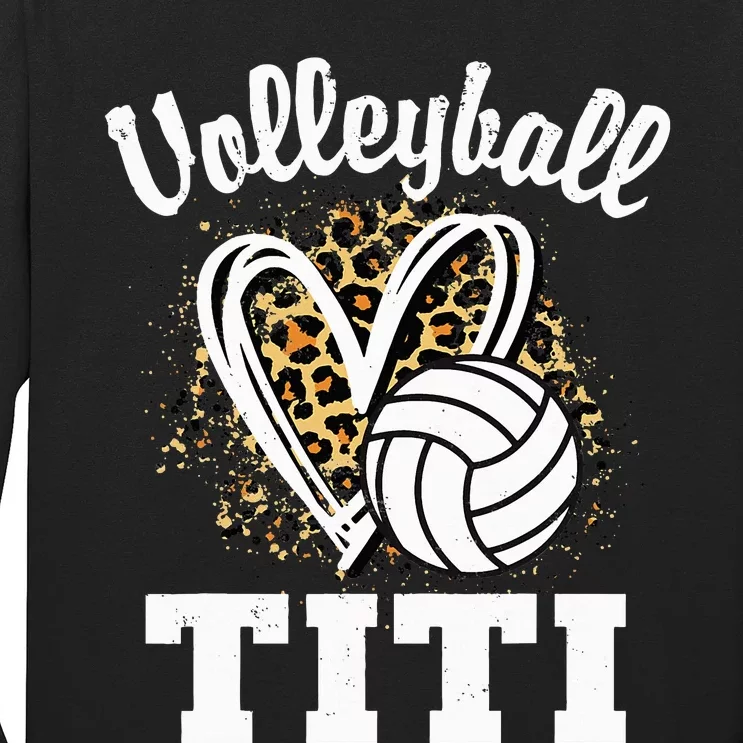 Volleyball Titi Leopard Heart funny sport lover Long Sleeve Shirt