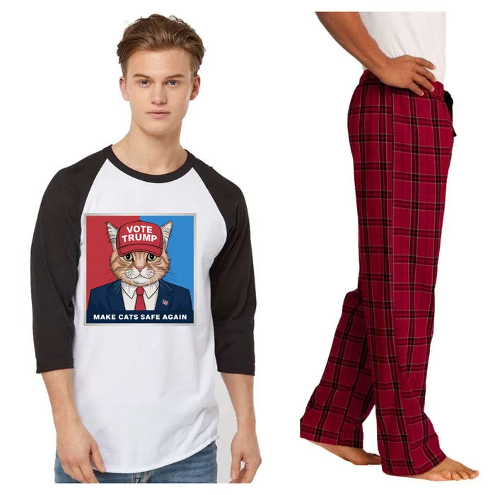 Vote Trump Make Cats Safe Again Republican Democratic Funny Gift Raglan Sleeve Pajama Set