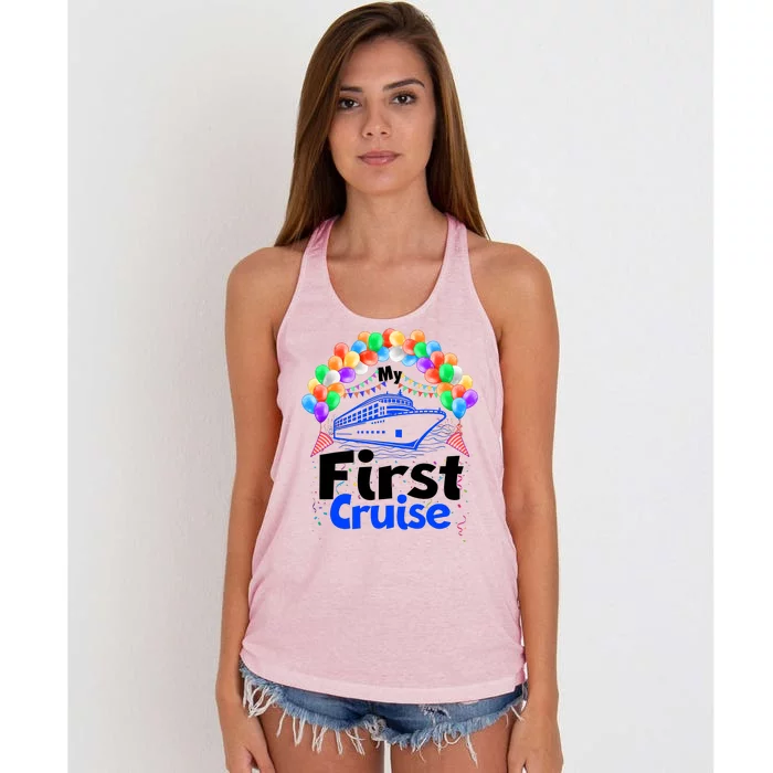 Vacation Time My First Crusie Women's Knotted Racerback Tank