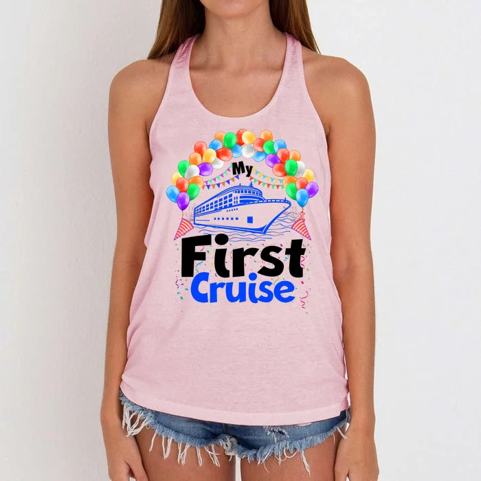 Vacation Time My First Crusie Women's Knotted Racerback Tank