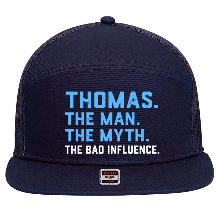 Vintage Thomas Myth The Bad Influence Last Name Gift 7 Panel Mesh Trucker Snapback Hat