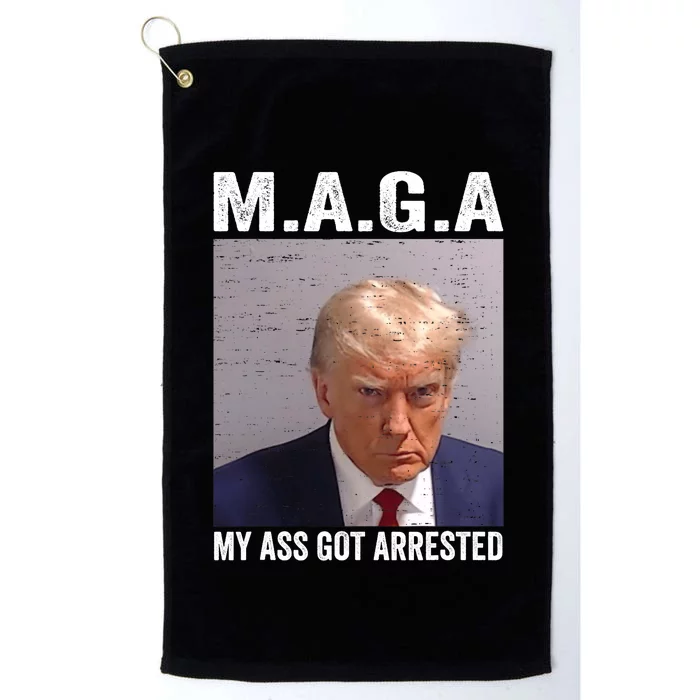 Vintage Trump Mug Shot My Ass Got Arrested Platinum Collection Golf Towel