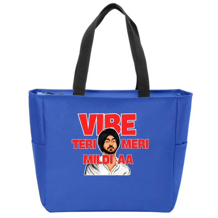 Vibe Teri Meri Mildi Aa Zip Tote Bag