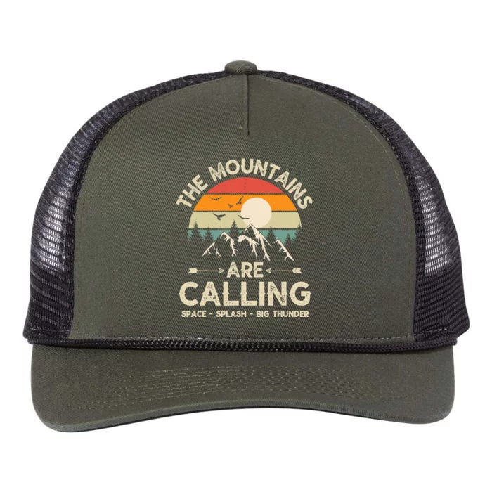 Vintage The Mountains Are Calling Space Splash Big Thunder Retro Rope Trucker Hat Cap