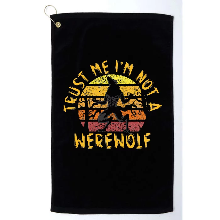 Vintage Trust Me I´m Not A Werewolf Full Moon Wolf Halloween Platinum Collection Golf Towel