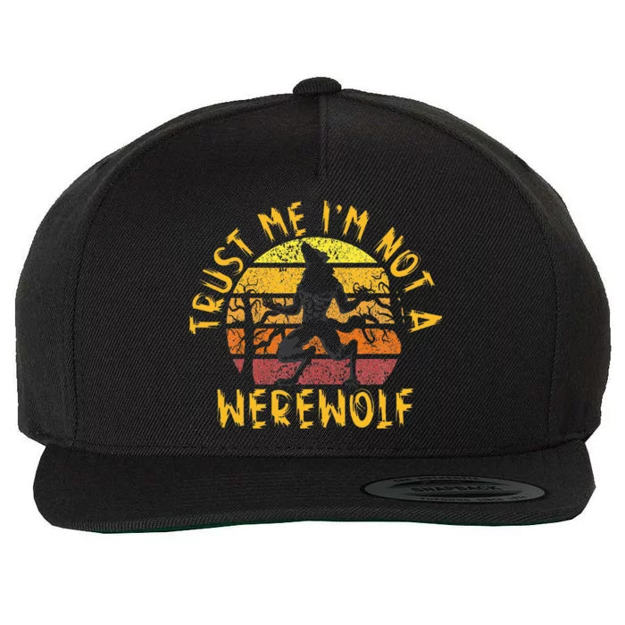 Vintage Trust Me I´m Not A Werewolf Full Moon Wolf Halloween Wool Snapback Cap