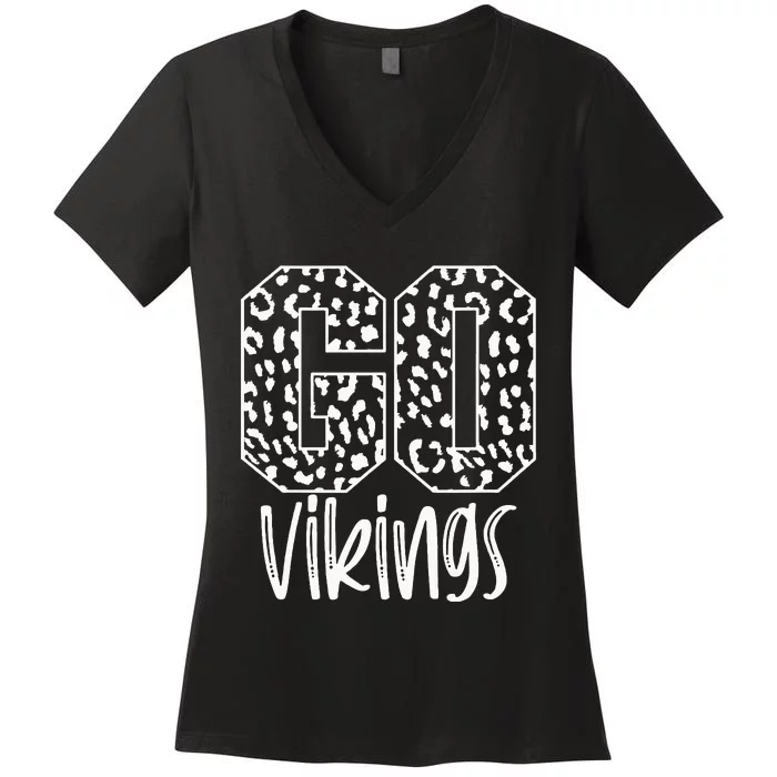 Vikings Team Mascot School Spirit Game Night Women's V-Neck T-Shirt