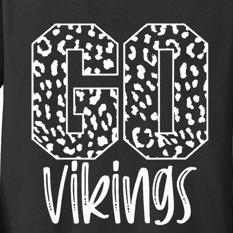 Vikings Team Mascot School Spirit Game Night Kids Long Sleeve Shirt